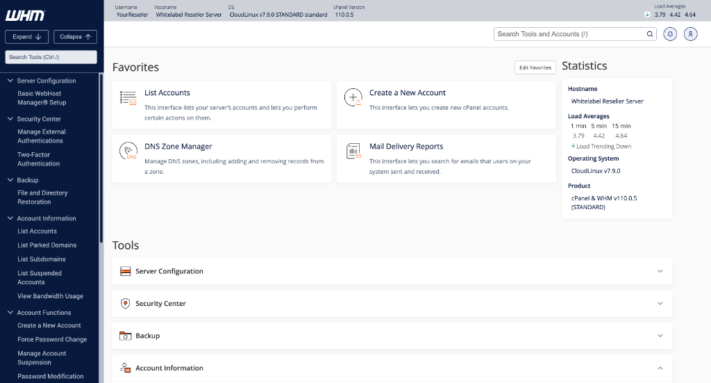 WHM Reseller Control Panel